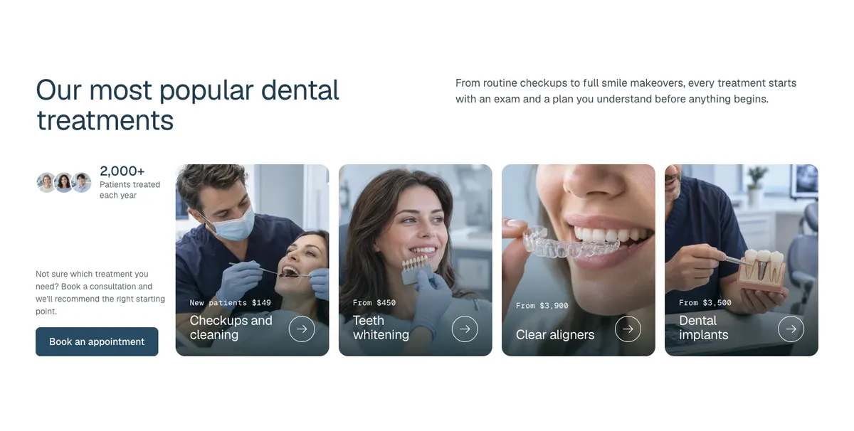 Smile in the Original style: the treatments section