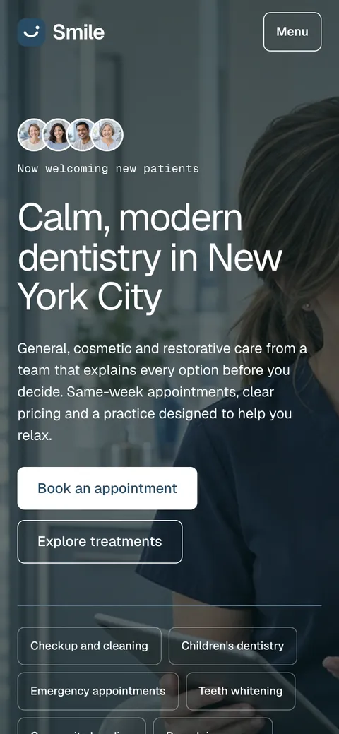 Smile in the Original style on a phone: the home page