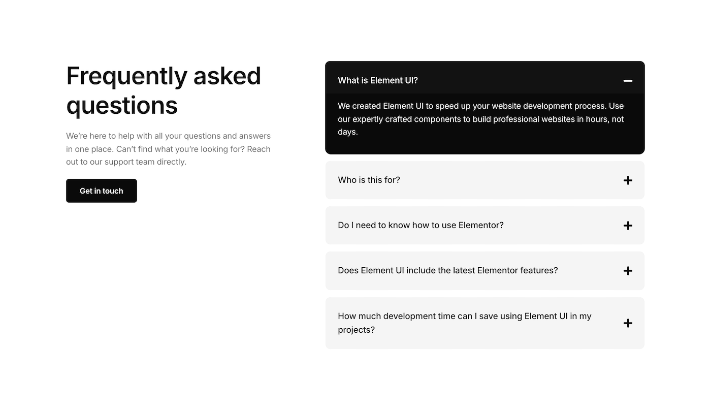 Elementor FAQ Sections | Copy & Paste Accordion Layouts