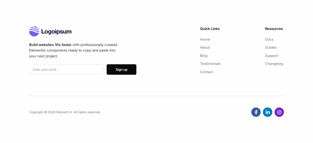 Footer 02 - Element UI component library