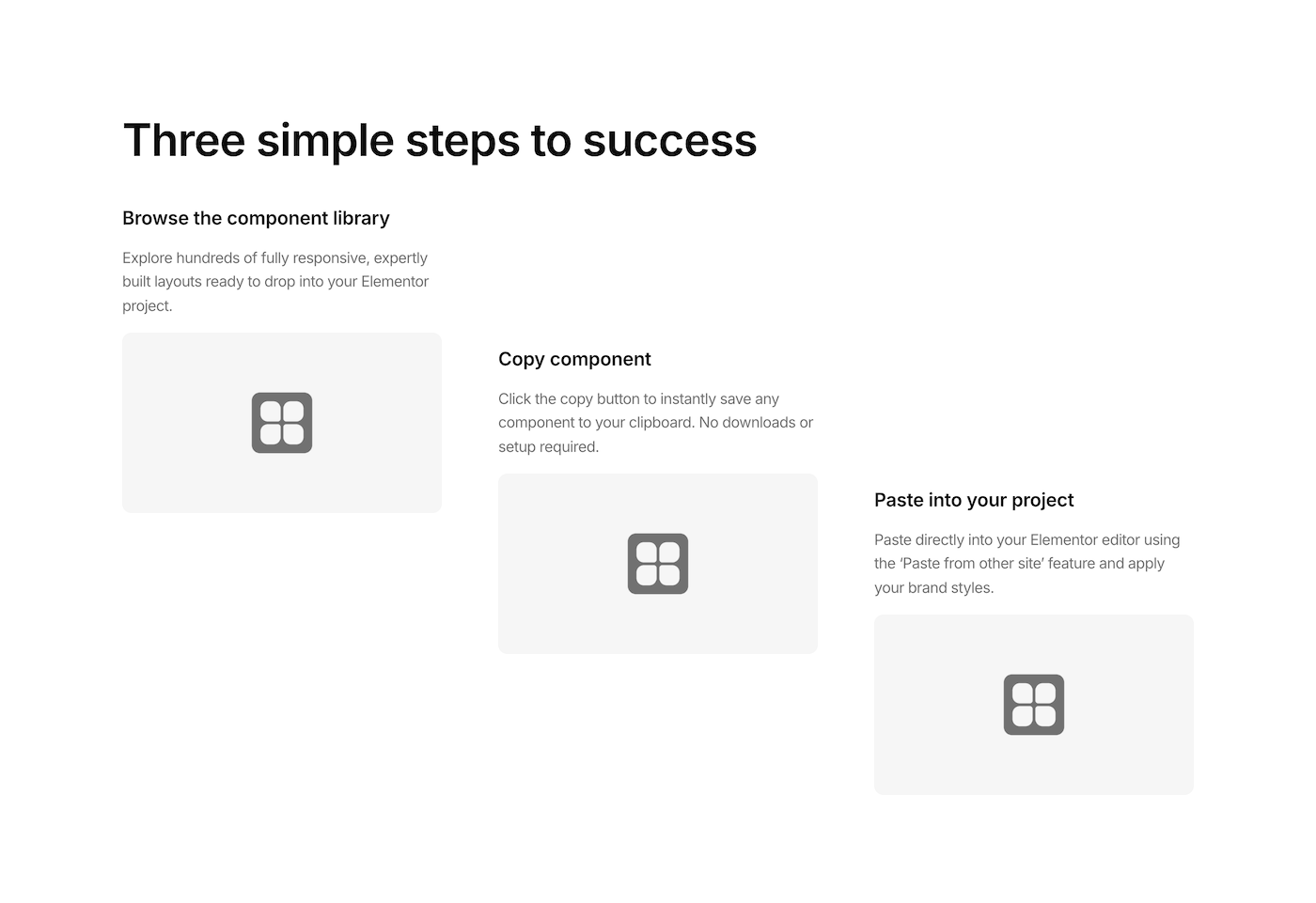 Elementor How it works components | Element UI